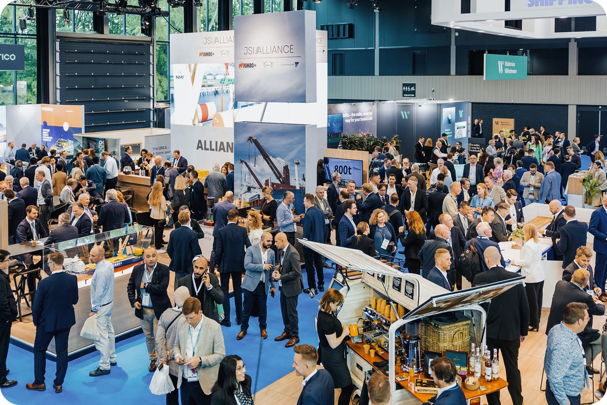 An exhibition hall at Breakbulk Europe 2025. Photo credit: Richard Theemling Photography.