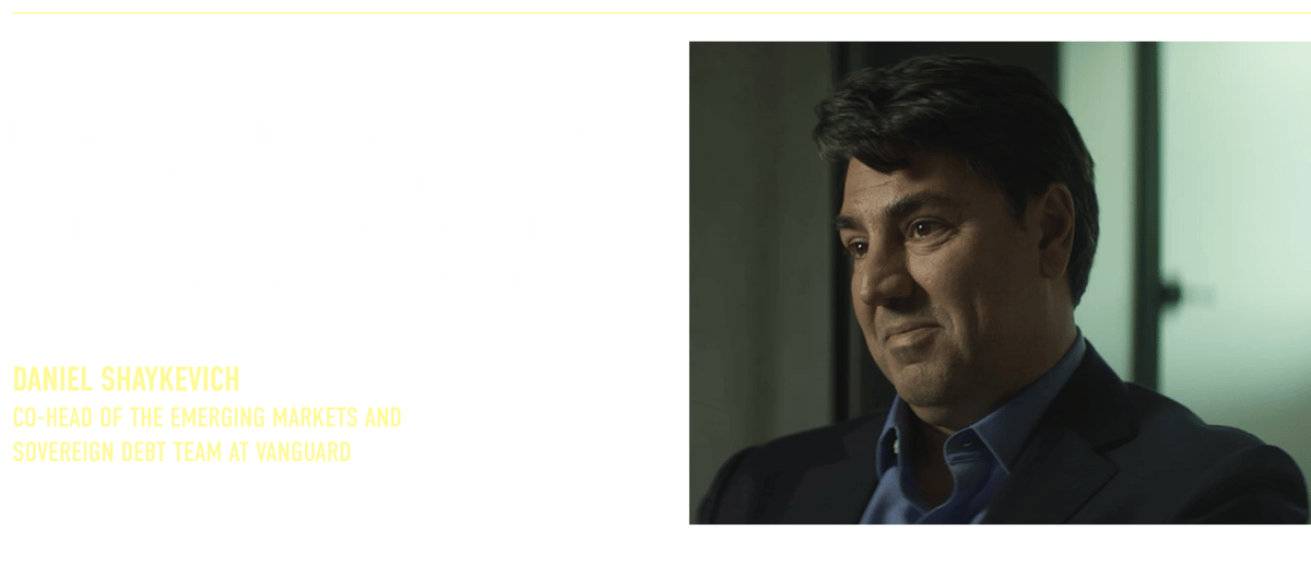 “Every day we find opportunities, and we try to make those opportunities work for as many Vanguard clients across as many funds as possible.”  Daniel Shaykevich Co-Head of the Emerging Markets and Sovereign Debt team at Vanguard