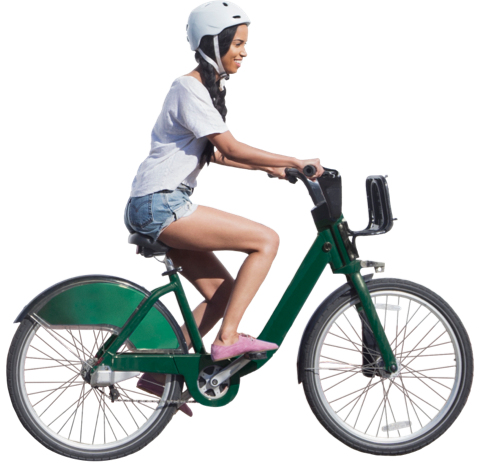 Woman on bike share bike