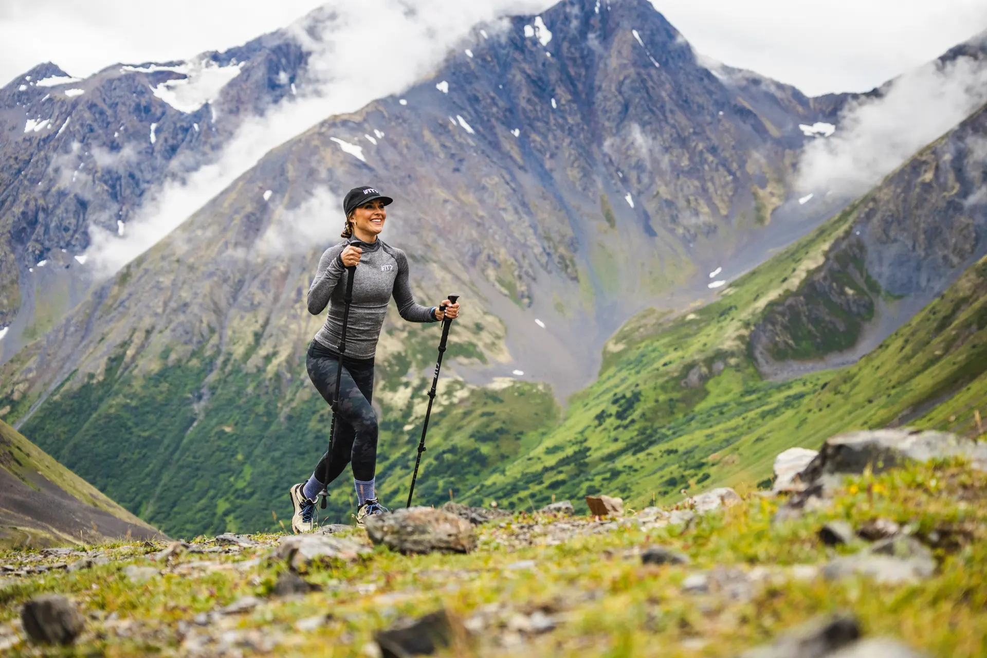 Hiker in a mountain landscape