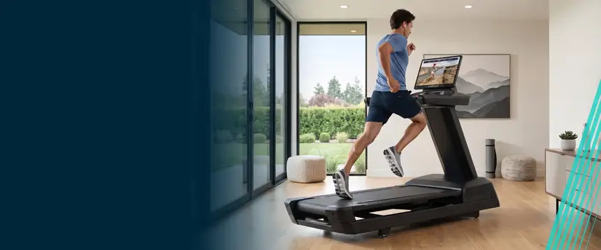 Training at home on a Freemotion bike in a bright living space