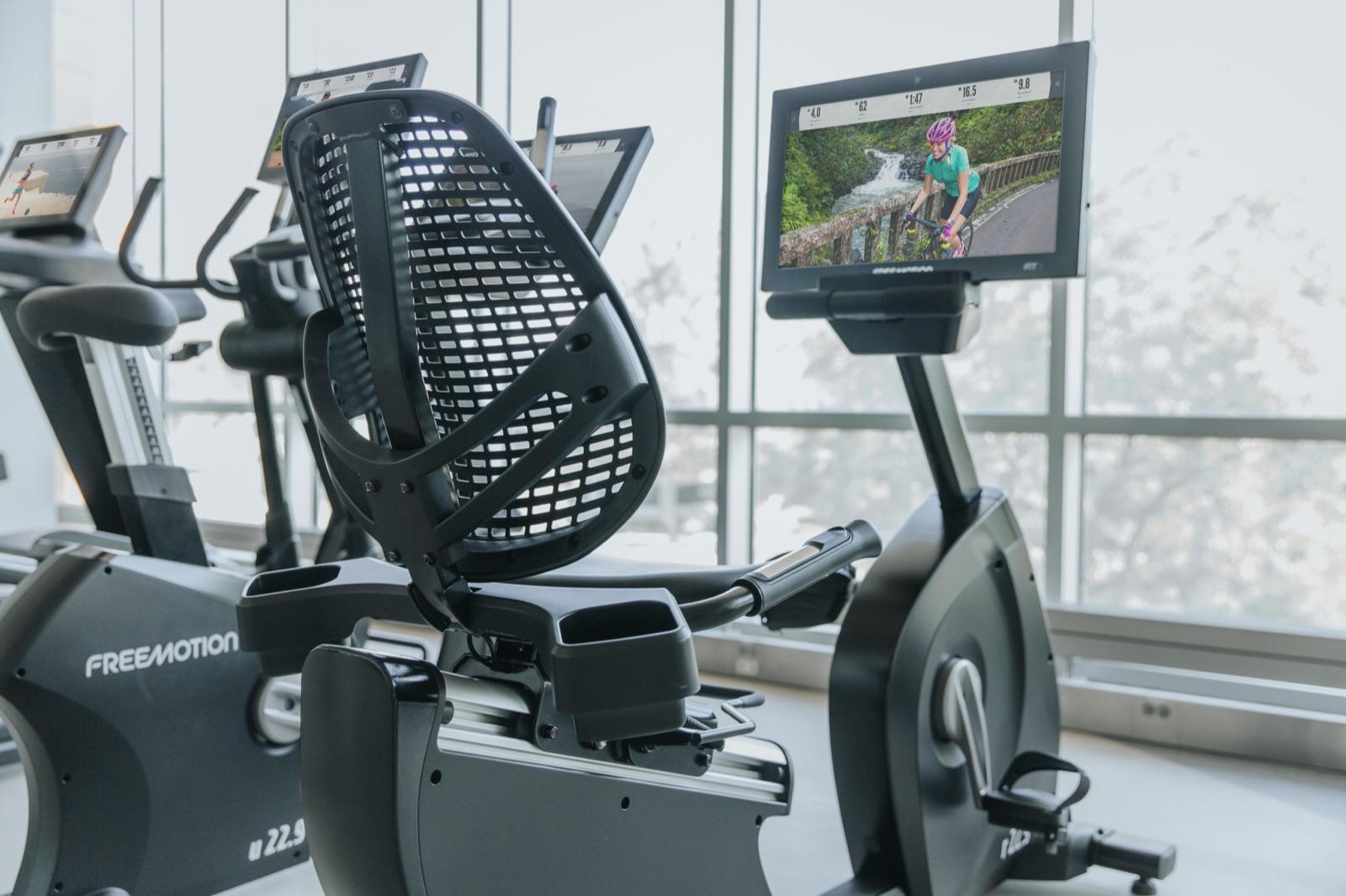 Freemotion stationary bike in use