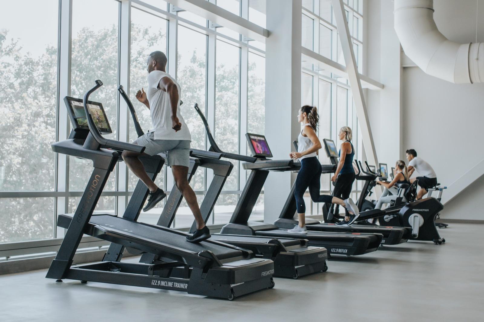 Freemotion Incline Trainer in use