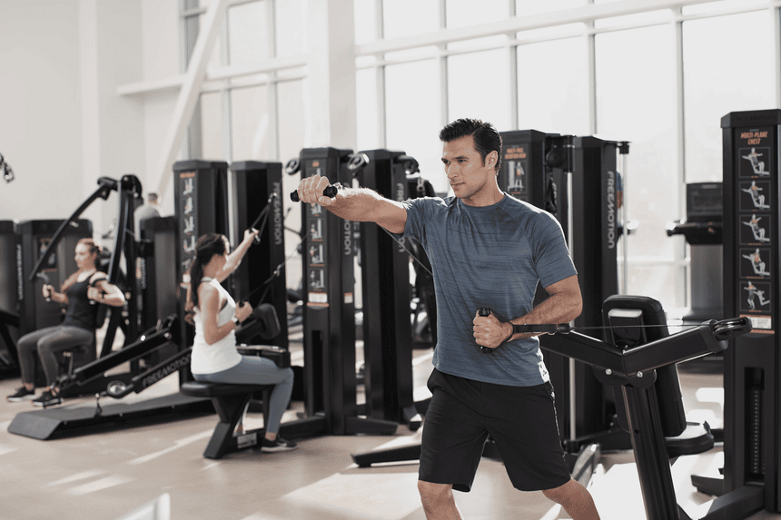 Athlete training on a Freemotion cardio machine
