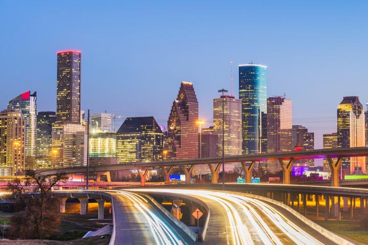 Tile|Houston skyline at night
