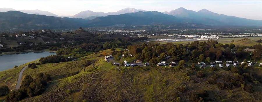 Wide | Aerial View Of Rural Valley Campground