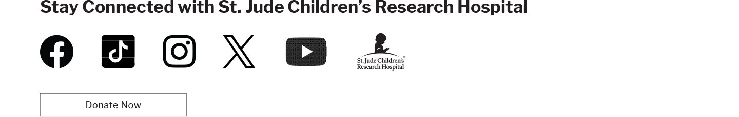 Stay connected with St. Jude Children's Research Hospital.
Facebook Instagram Twitter Youtube