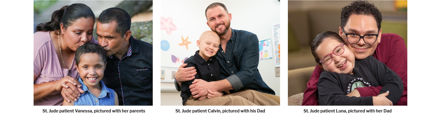 St. Jude patient Venessa, pictured with her parents
St. Jude patient Calvin, pictured with his Dad
St. Jude patient Luna, pictured with her Dad