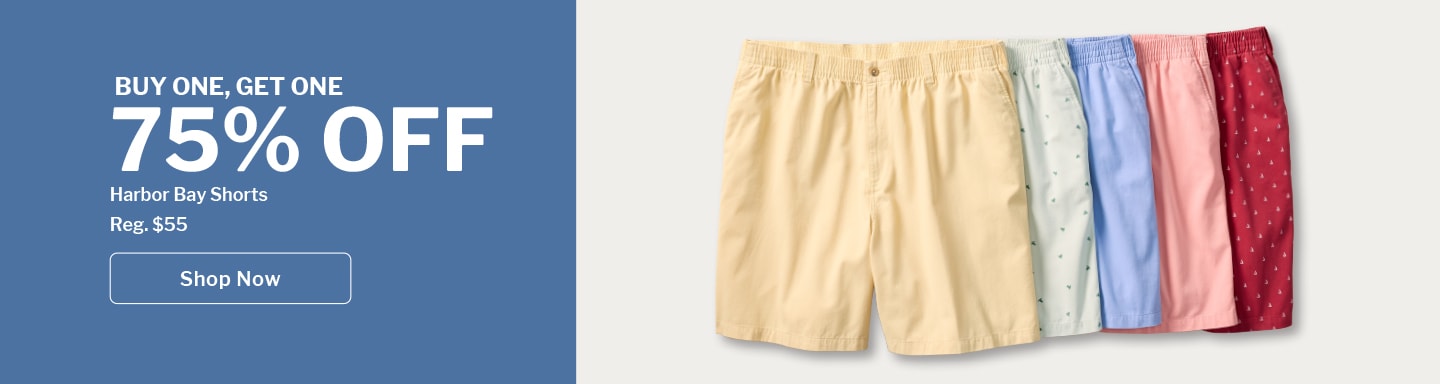 SHOP NOW | BUY ONE, GET ONE 75% OFF Harbor Bay Shorts | Reg. $55
