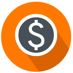 A dollar sign icon on an orange circle.