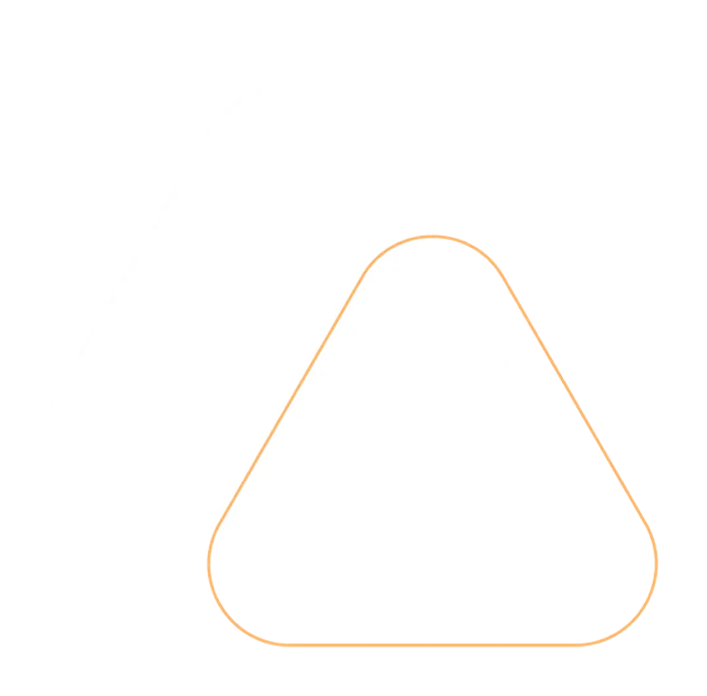 A triangle logo with an orange background.
