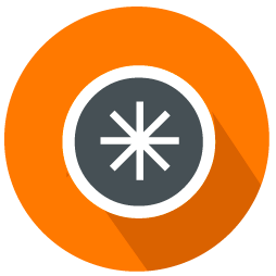 An orange circle with a white snowflake icon.