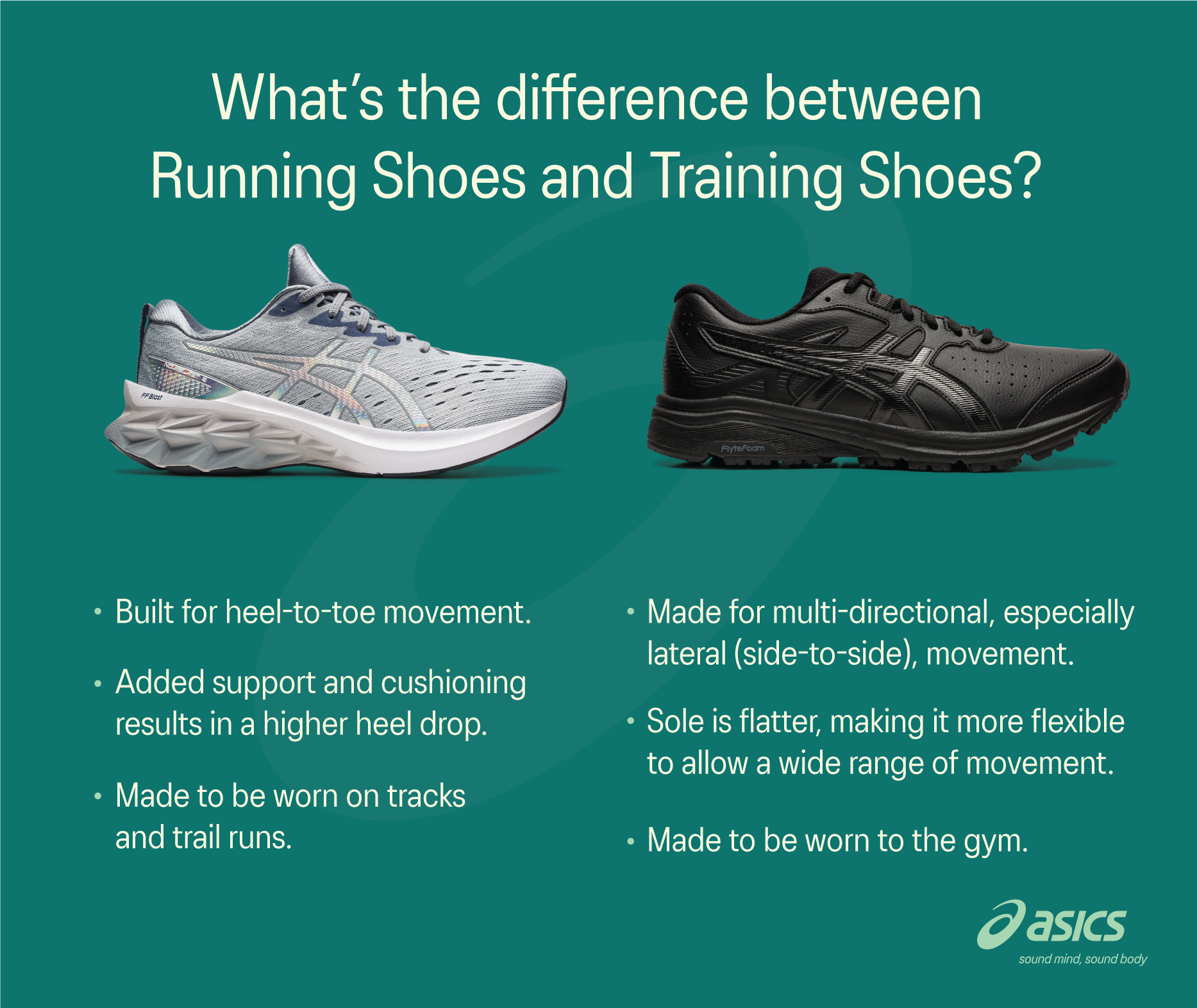 what’s the difference between running shoes and training shoes?