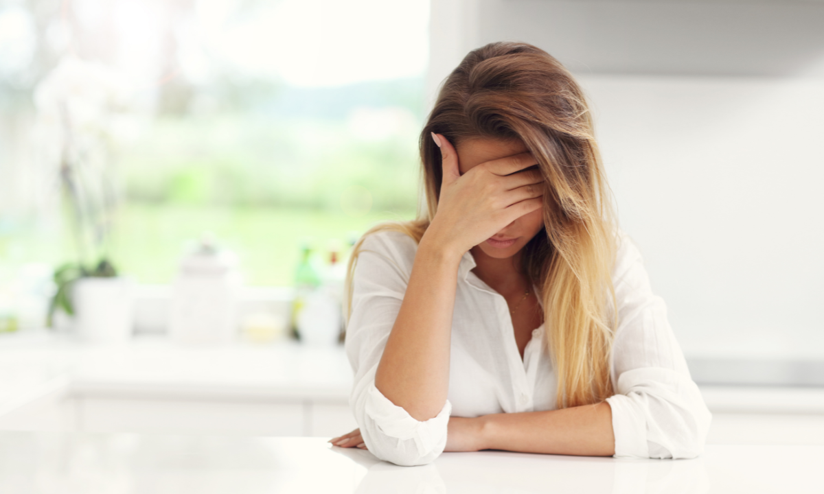 A woman showing stress