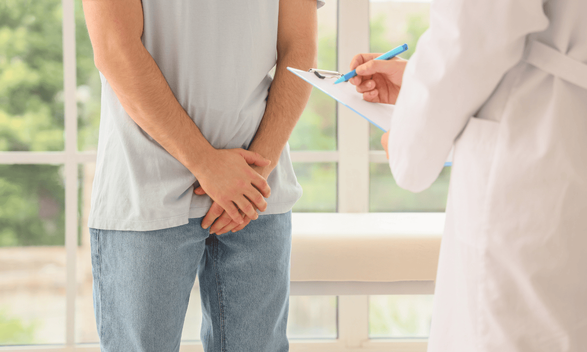 image of a man with groin pain