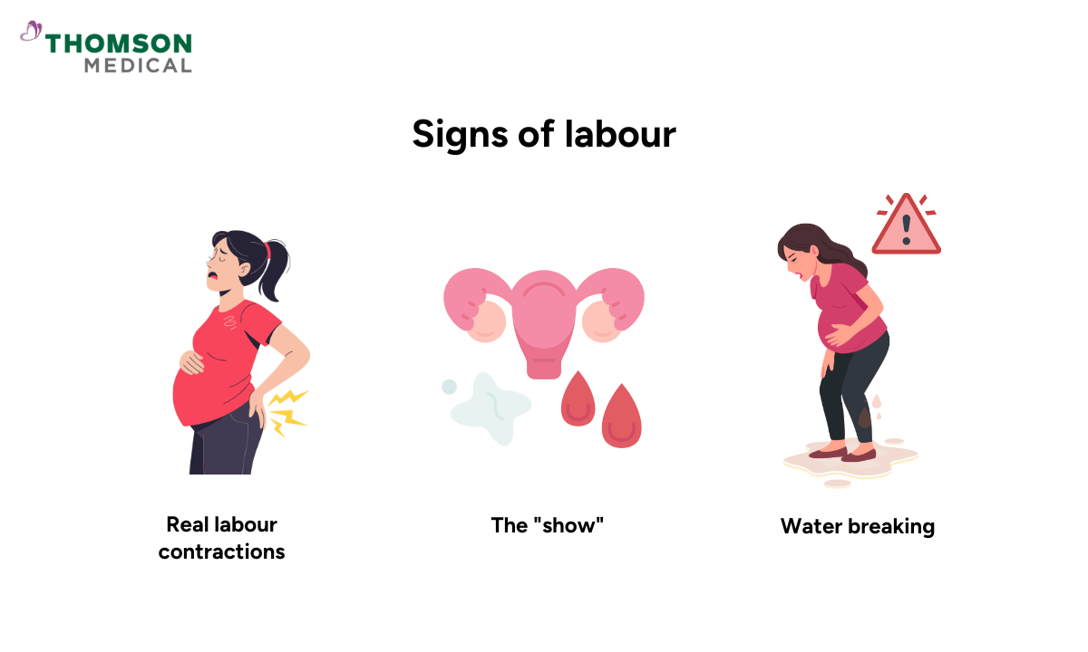 illustrations of signs of labour