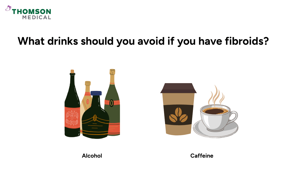 illustration of what drinks should avoid if you have fibroids