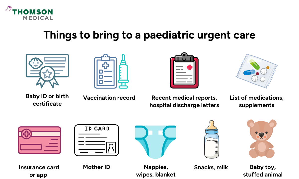 image of things to bring to a paediatric urgent care centre