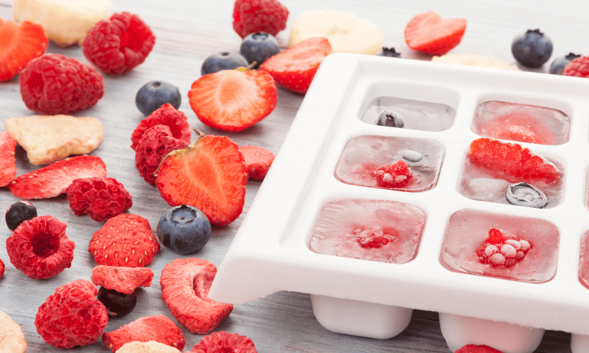 illustration of fruit ice cubes