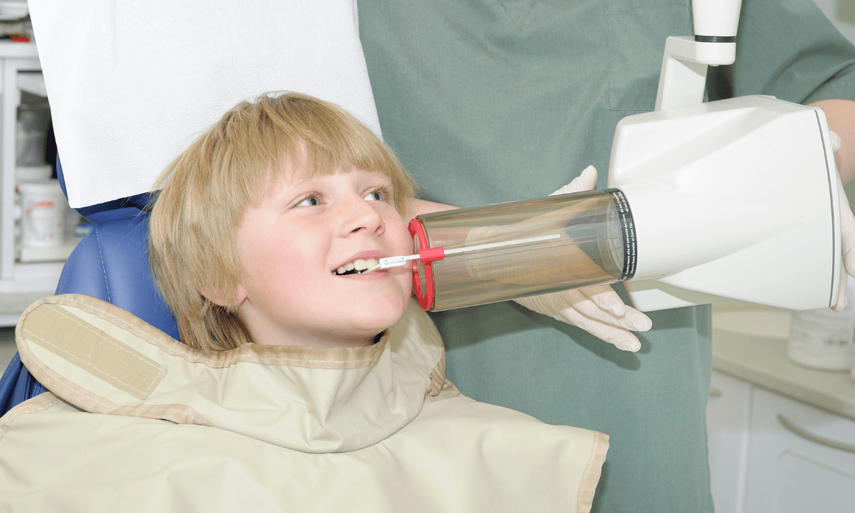A boy getting dental X-rays