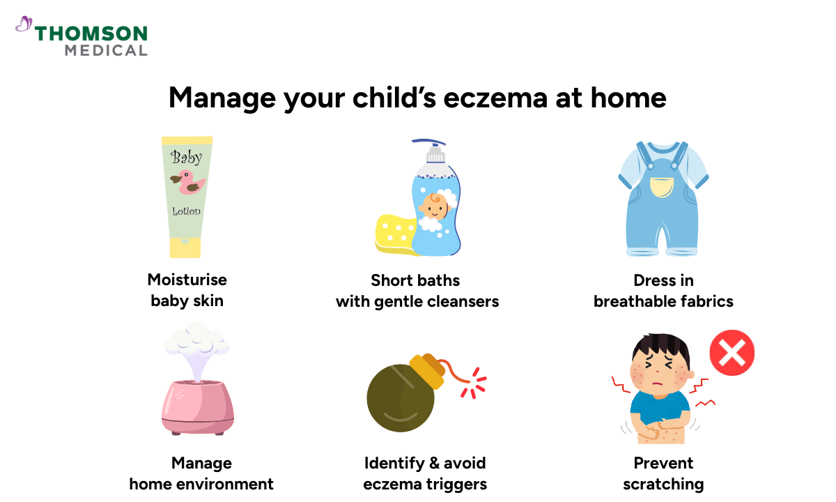 illustration of children eczema management at home