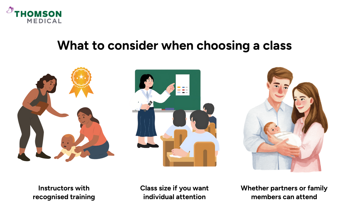 Illustration of where to find baby massage classes in Singapore