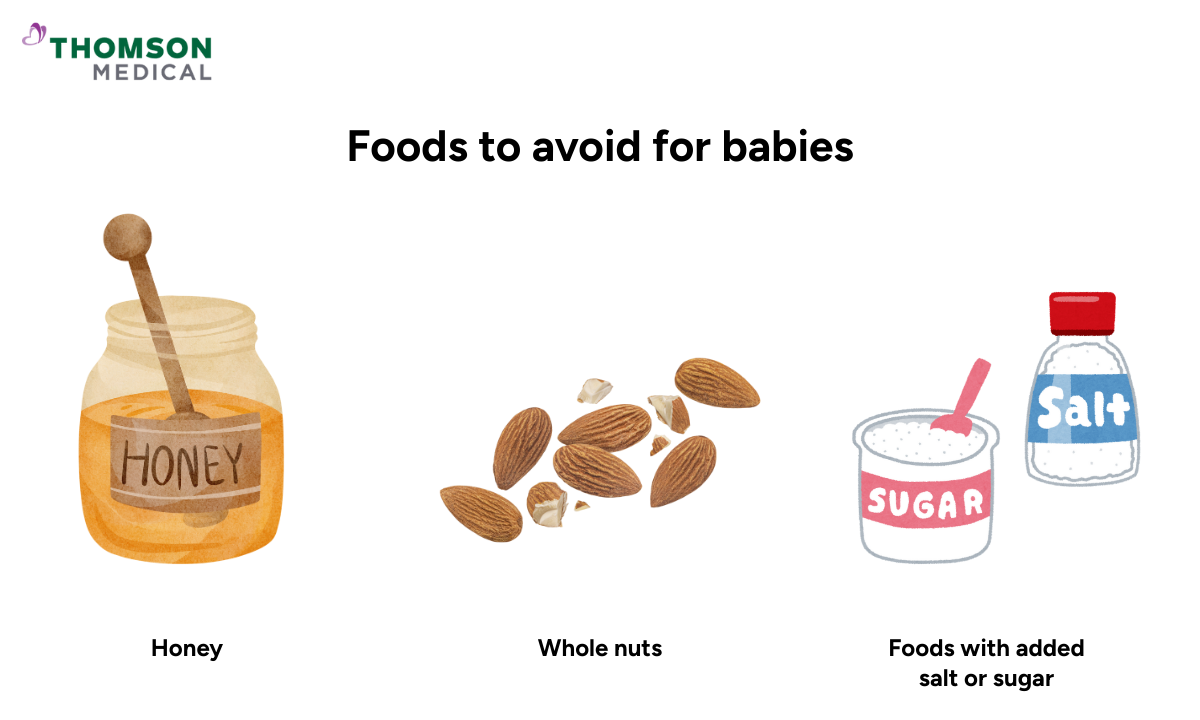Illustration of foods to avoid for baby-led weaning
