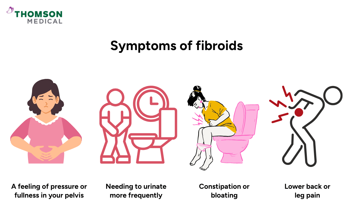 illustration of symptoms of fibroids