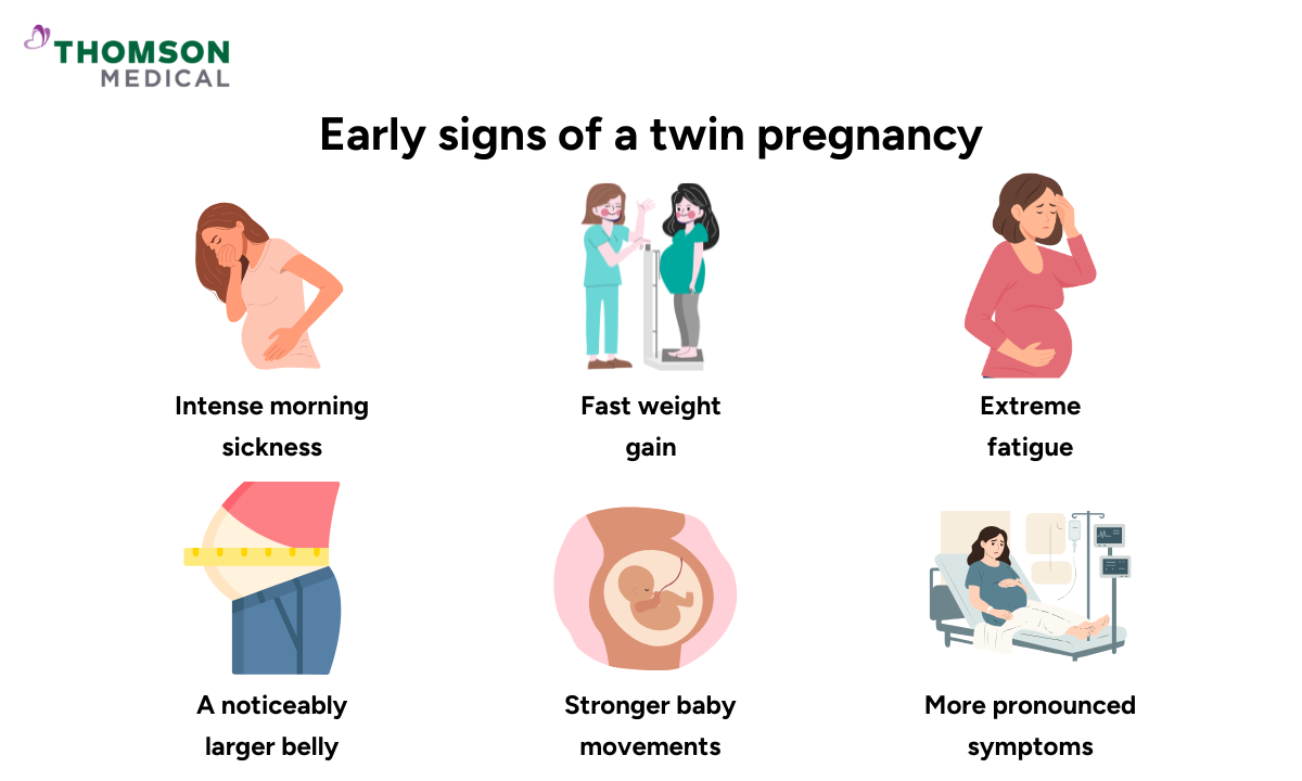 illustration showing signs of twin pregnancy