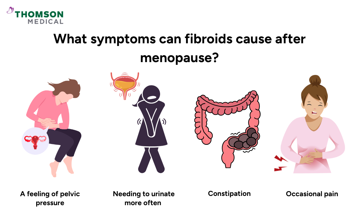 Illustration shows the symptoms can fibroids cause after menopause