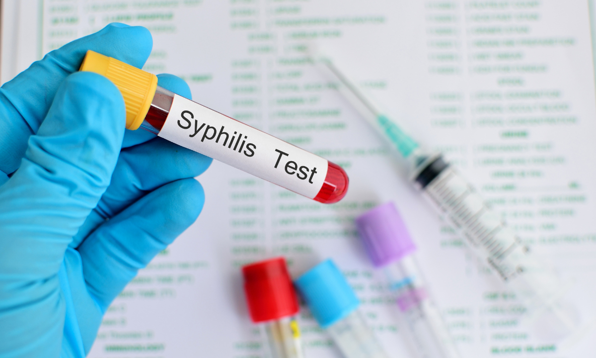 blood vial containing syphilis sample