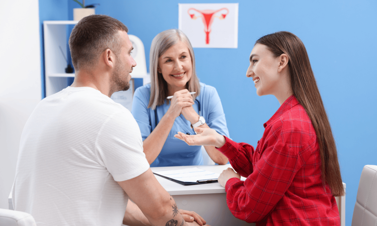 image of couples consulting with a female fertility doctor
