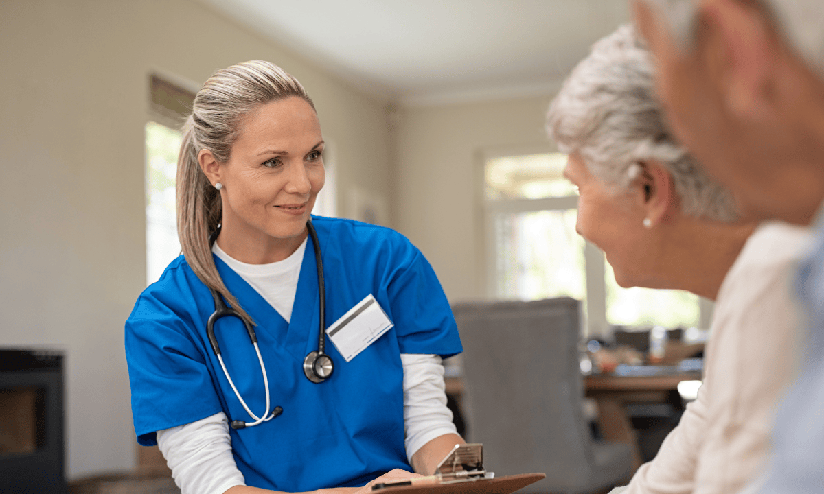 Image of a nurse and patients at a GP clinic