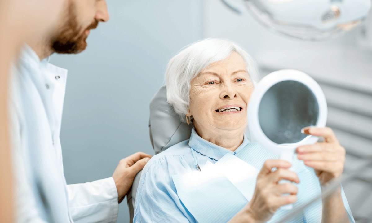 Elder female going to dentist