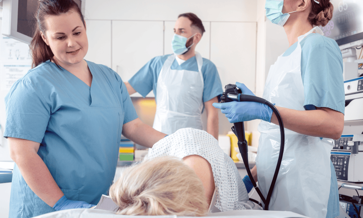 Doctors performing colonoscopy