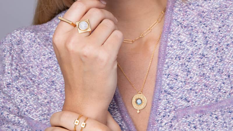 Model wearing Eliza Asta Jewellery.