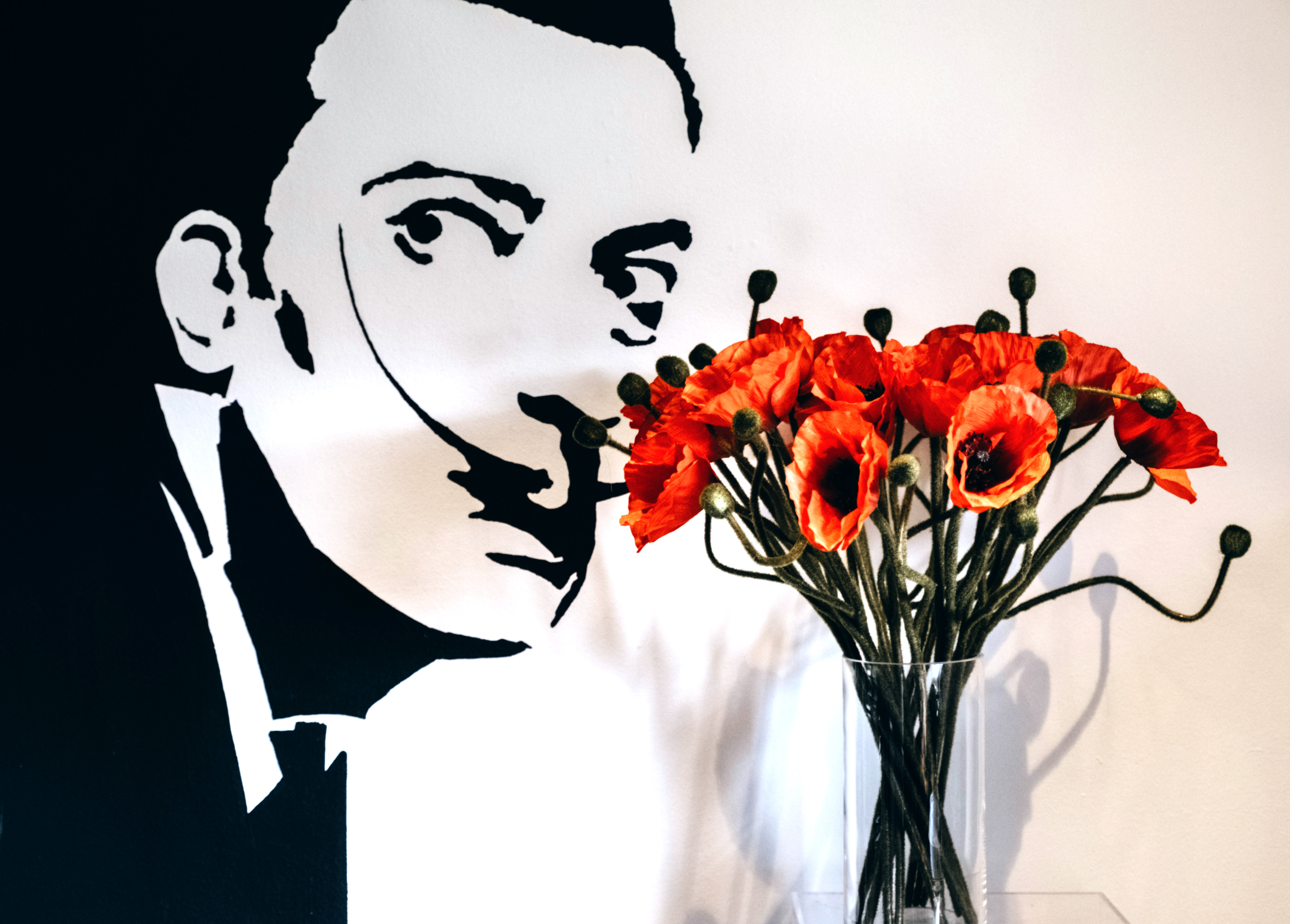 My flowers and a painting by my son.