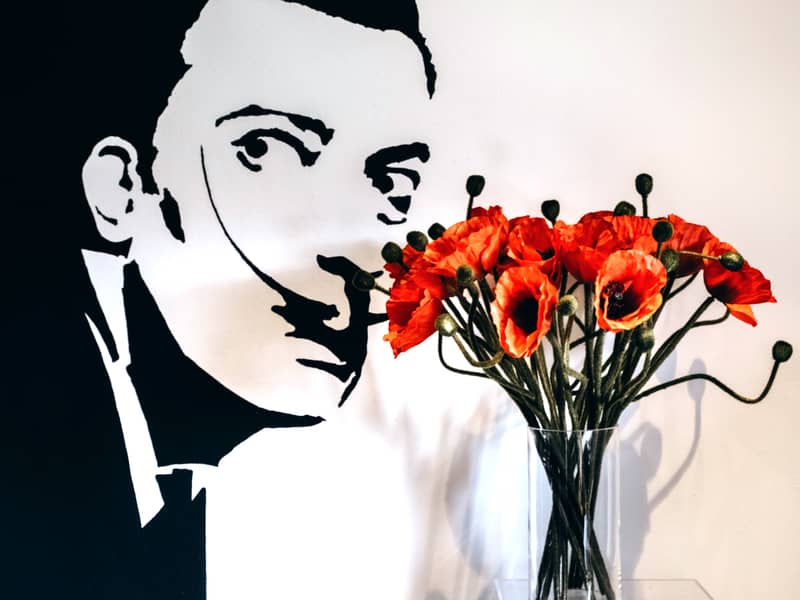 My flowers and a painting by my son.