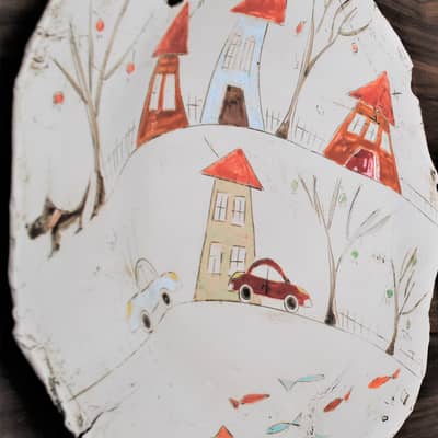 large wall hanging art, set of 3 wall hanging plates