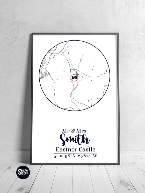 Everything we make is designed and made in house just for you, just like this bespoke wedding location map.