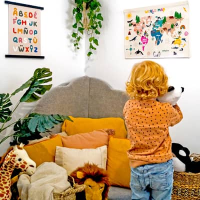 Bedroom decor, wall hanging, alphabet, world map, colourful, animals, kids, children