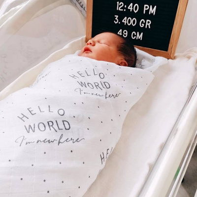 Hello World Muslin Swaddle