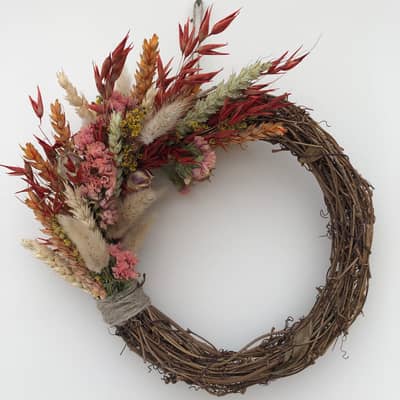 Autumn inspired dried flower wreath