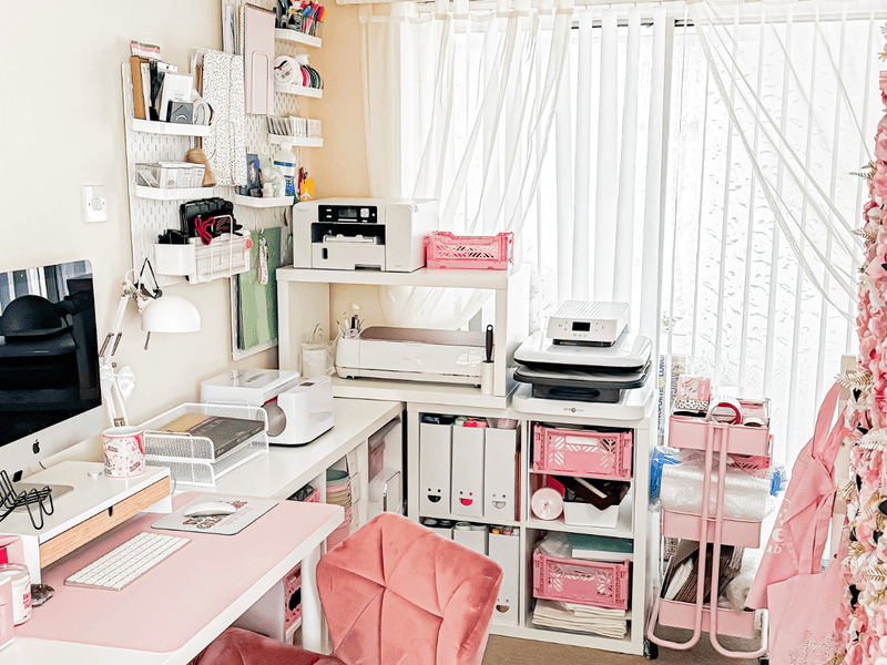 Step inside the beautifully organised home studio of Six Stars Creations, where personalised gifts, clothing, and home decor come to life.