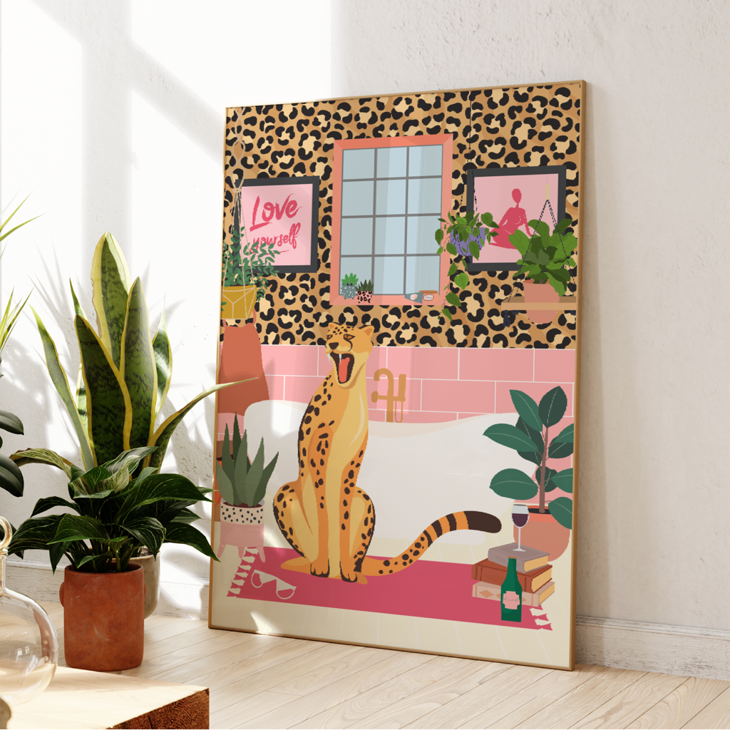 leopard animal art print bathroom