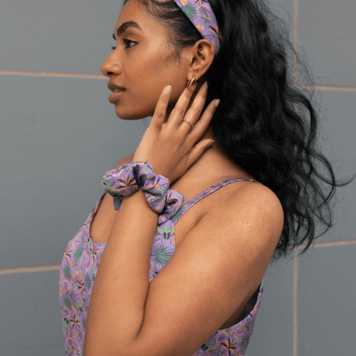 Eco-friendly twist headbands made from recycled plastic bottles.