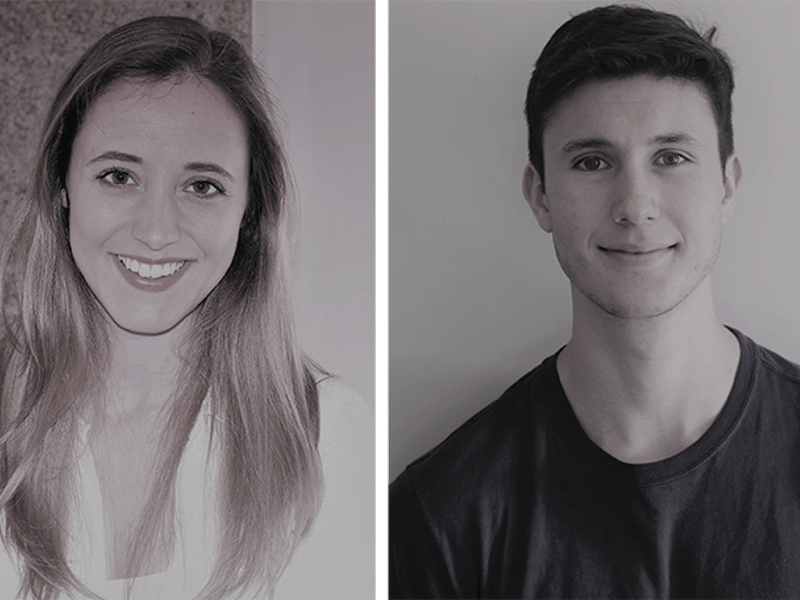 A brunette woman and man are smiling.