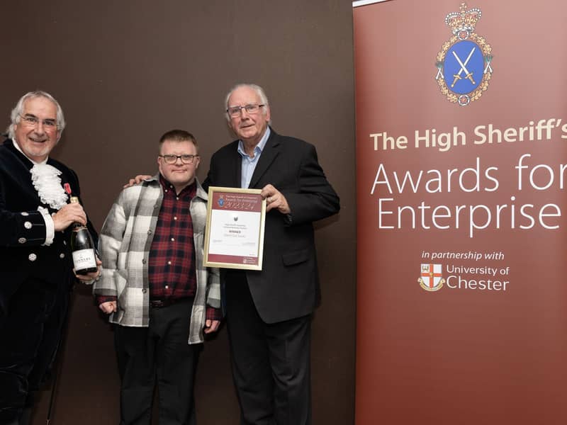 Cofounder of Stand Out Socks Ross Laing, With The High Sheriff of Cheshire and Pete Waterman