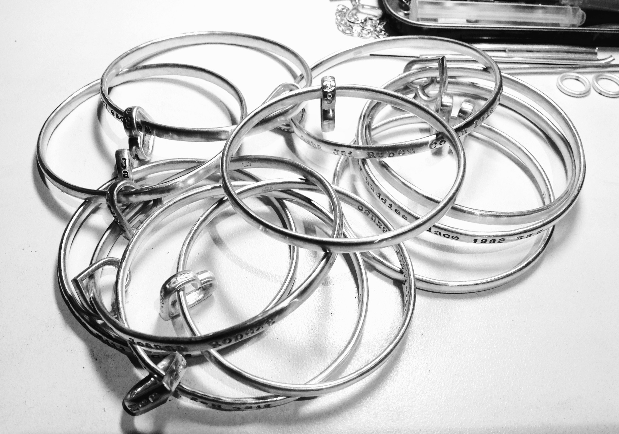 My best seller... the Personalised solid silver bangle with a heart charm