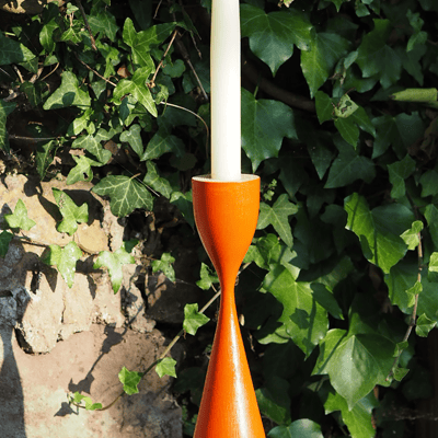 Handmade wooden candlestick holder